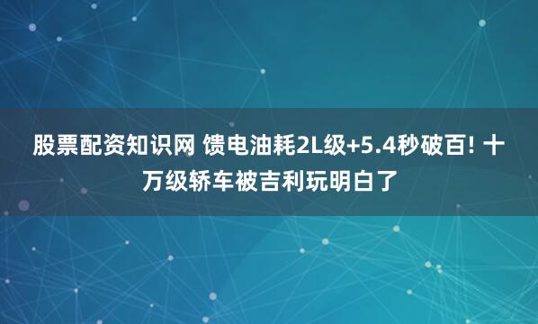 股票配资知识网 馈电油耗2L级+5.4秒破百! 十万级轿车被吉利玩明白了